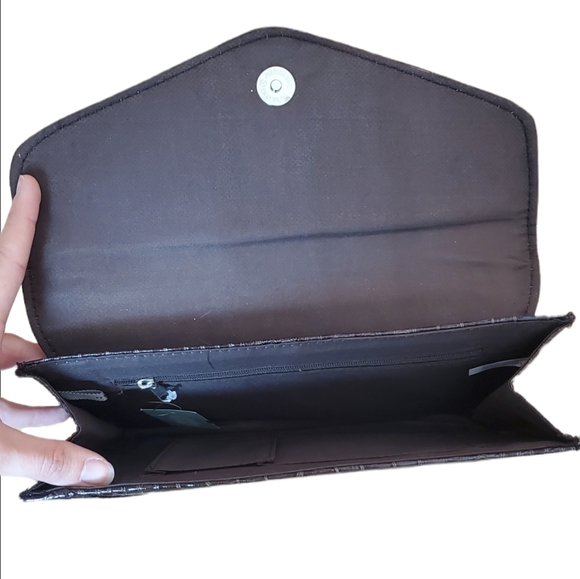 Maurices Brown Snakeskin Crocodile Cheetah Print Clutch Bag Purse - Picture 3 of 8